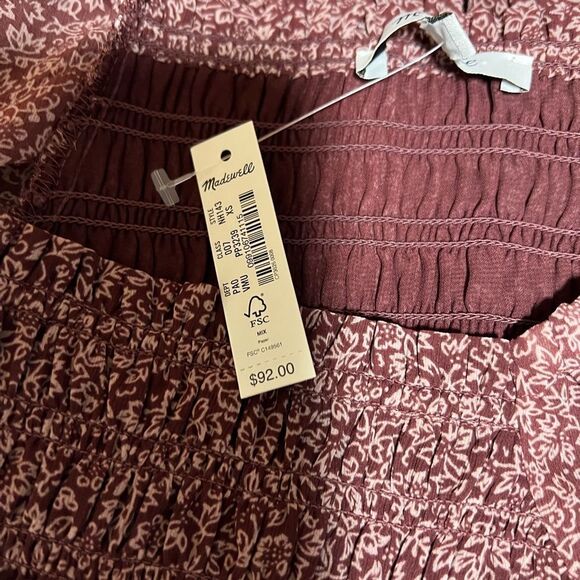 NWT Madewell Lucie Bubble-Sleeve Smocked Top in Cottage Garden Sz XS - Picture 7 of 9